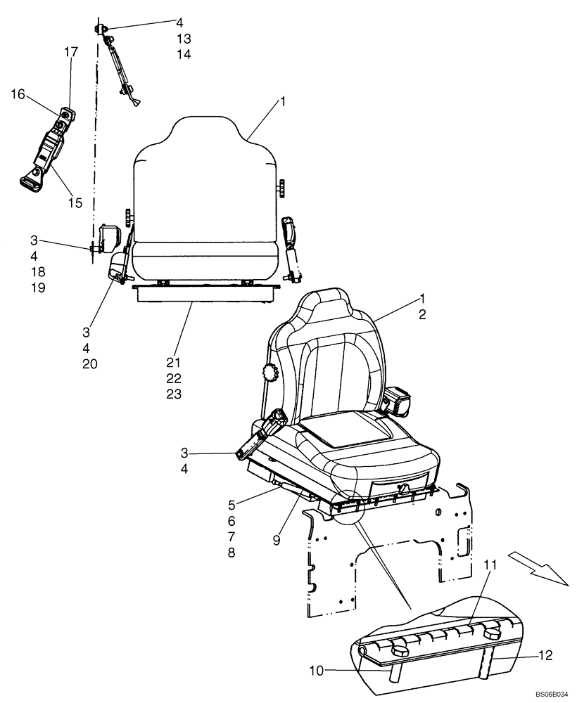 Схема запчастей Case 435 - (09-19A) - SEAT, MOUNTING - SUSPENSION, RETRACTABLE SEAT BELT (09) - CHASSIS