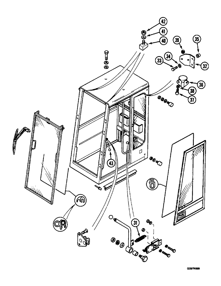 Схема запчастей Case 220B - (9-076) - CAB, CAB FRAME AND RELATED PARTS, P.I.N. 74441 THROUGH 74597, P.I.N. 03201 AND AFTER (CONT) (09) - CHASSIS