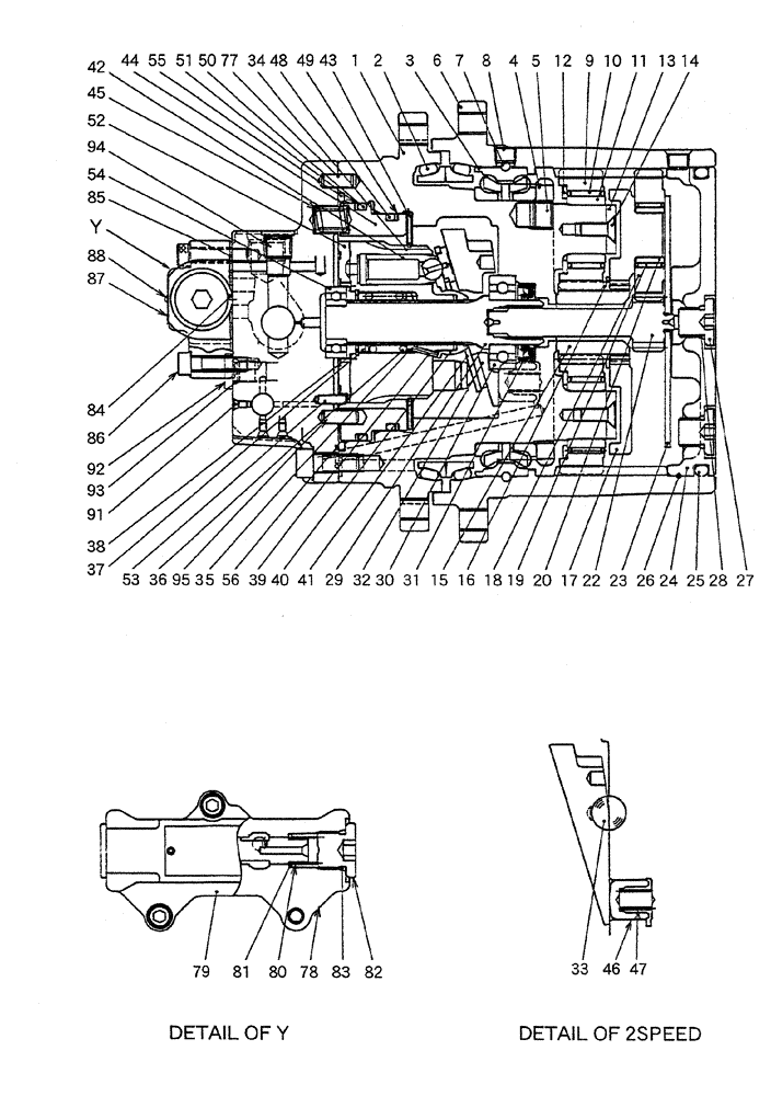 Схема запчастей Case CX27B PV13 - (07-022) - MOTOR ASSY (PROPELLING), (PM15V00021F1), PAGE 2 OF 2 ELECTRICAL AND HYDRAULIC COMPONENTS