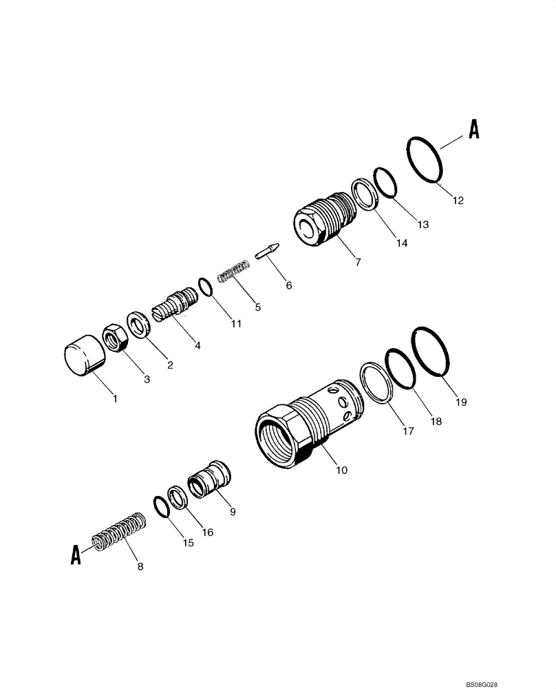 Схема запчастей Case 850L - (08-19) - VALVE ASSY, RELIEF (08) - HYDRAULICS