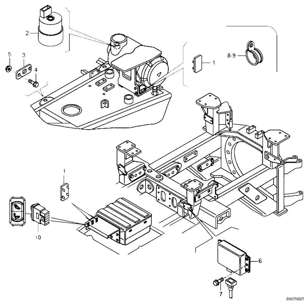 Схема запчастей Case 335B - (67A01061463[001]) - CONTROL UNIT / INDICATOR - CHASSIS (SIMPLE MUX P.I.N. HHD0335BN8PG58100 AND AFTER) (87745965) (13) - Electrical System / Decals