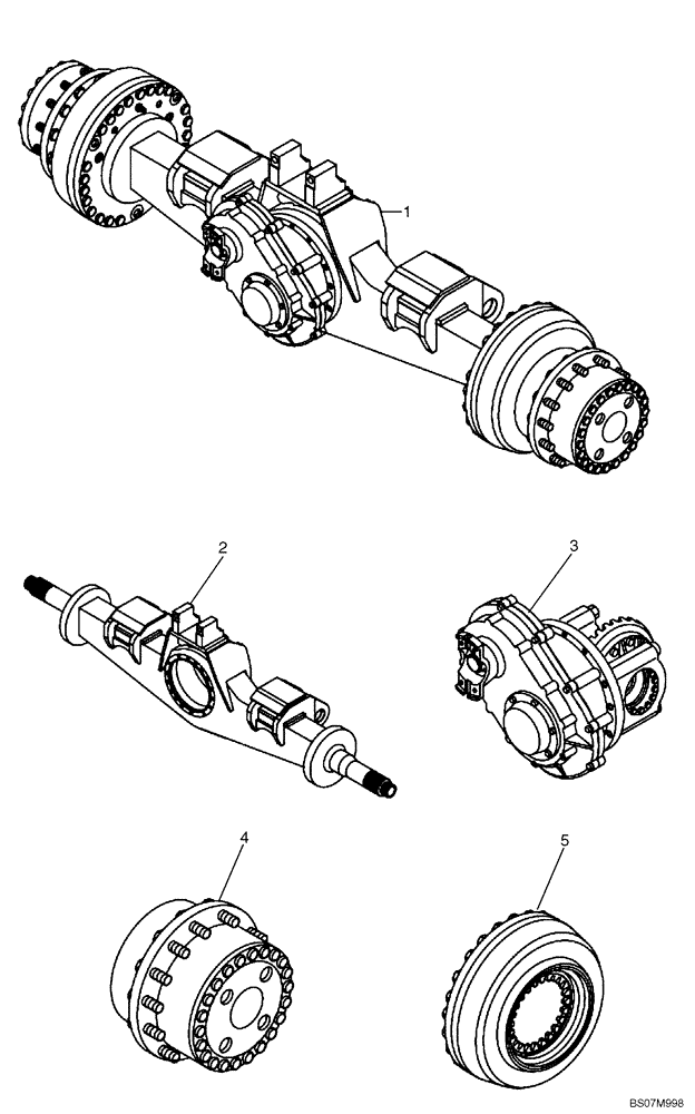 Схема запчастей Case 330B - (32A00000129[001]) - SECTION INDEX, INTERMEDIATE AXLE ASSY W/WET BRAKE (89500424755) (11) - AXLES/WHEELS