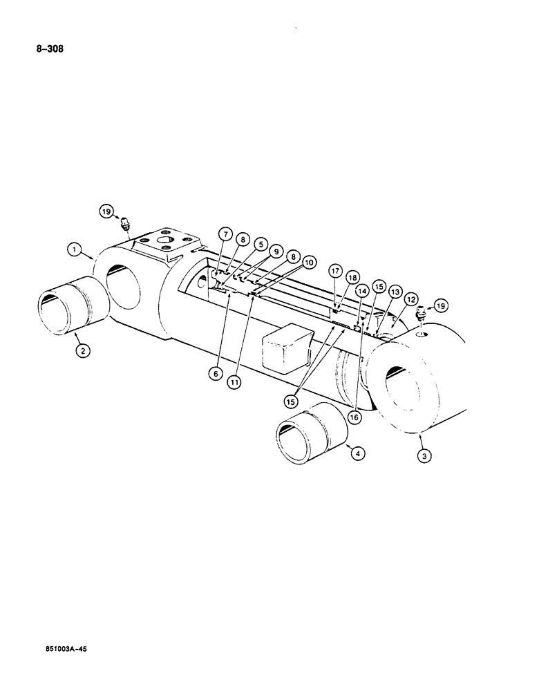 Схема запчастей Case 125B - (8-308) - TOOL CYLINDER - P7646716, IF USED, CYLINDERS WITH LETTER "C" AND AFTER IDENTIFICATION (08) - HYDRAULICS