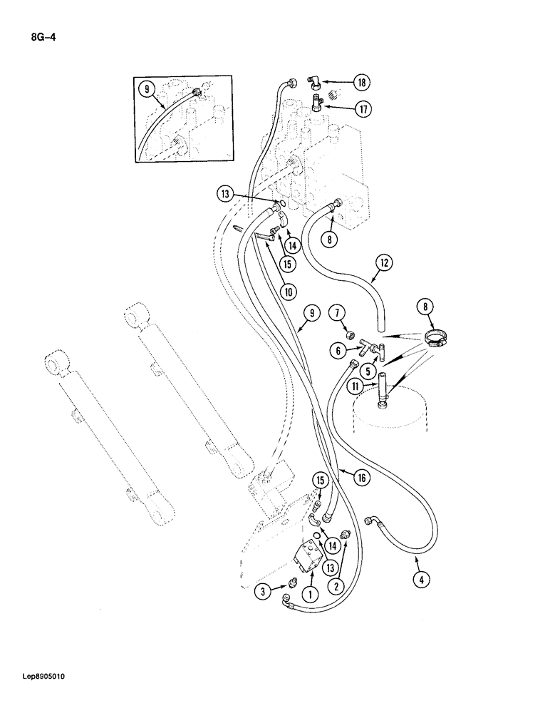 Схема запчастей Case 688 - (8G-04) - BOOM CYLINDERS CIRCUIT, WITH LOAD HOLDING VALVE (08) - HYDRAULICS