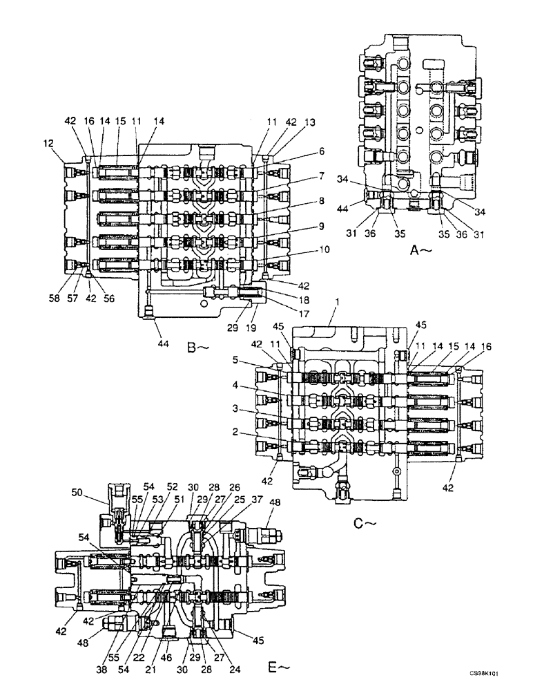 Схема запчастей Case 9007B - (8-074) - CONTROL VALVE (08) - HYDRAULICS