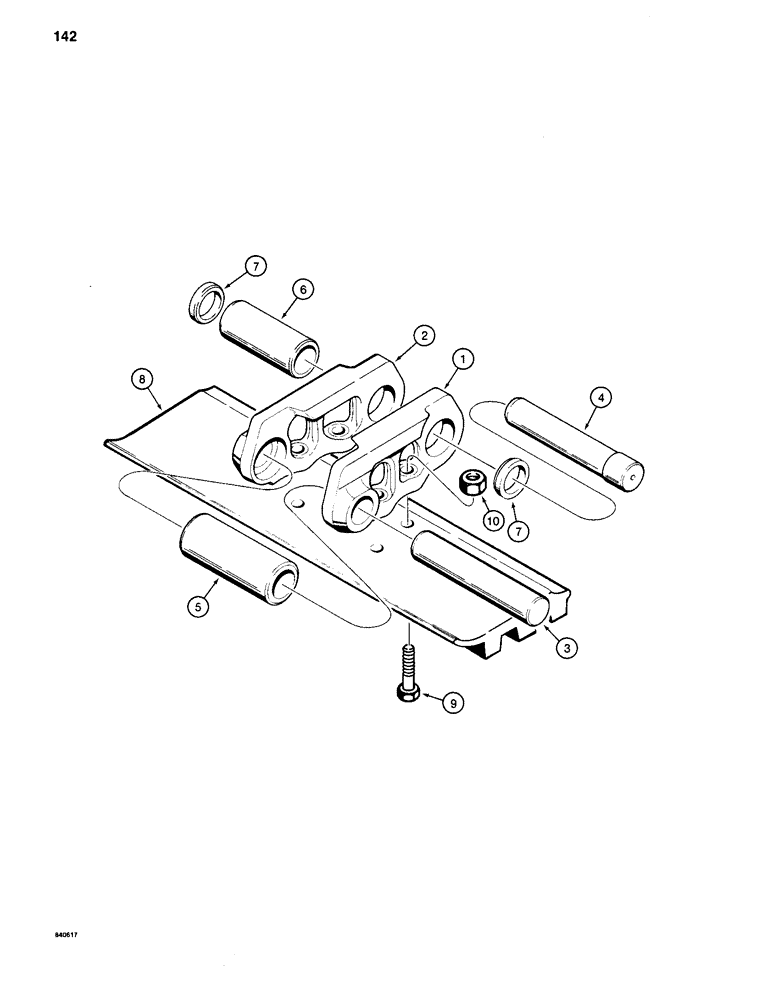 Схема запчастей Case 880C - (142) - TRACK LINKS, SHOES, AND PINS, LONG 7-ROLLER TRACK (04) - UNDERCARRIAGE