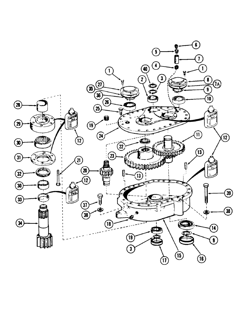 Схема запчастей Case 40 - (108) - SWING REDUCER (35) - HYDRAULIC SYSTEMS