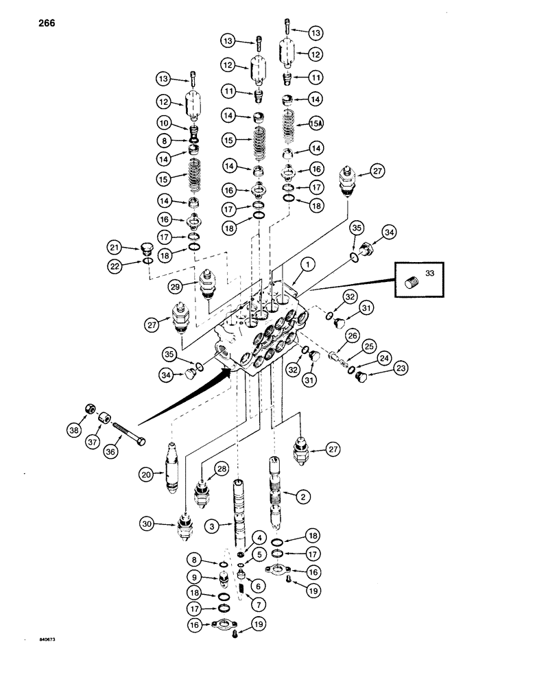 Схема запчастей Case 880C - (266) - FOUR SPOOL VALVE - OUTSIDE, BEFORE PIN 6205236 (07) - HYDRAULIC SYSTEM