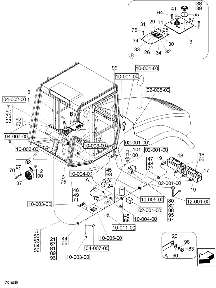 Схема запчастей Case SV208 - (04-001-00[01]) - ELECTRICAL CIRCUIT (04) - ELECTRICAL SYSTEMS