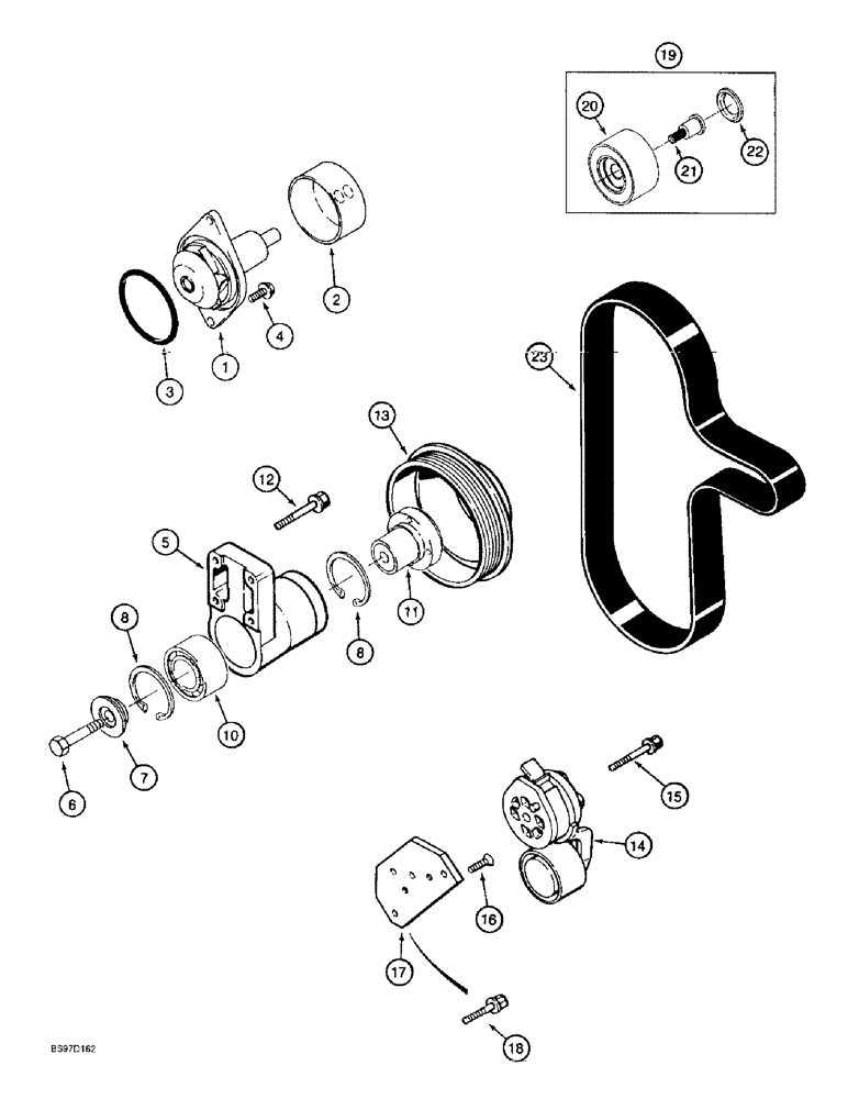 Схема запчастей Case 9010B - (2-028) - WATER PUMP SYSTEM, 4TA-390 EMISSIONS CERTIFIED ENGINE,*PRIOR TO P.I.N. DAC01#2001 (02) - ENGINE