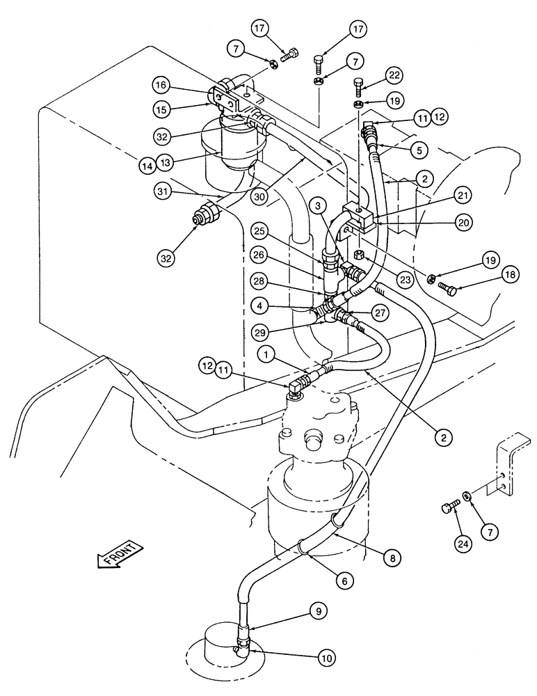 Схема запчастей Case 9020 - (8-010) - SWIVEL, PUMP, AND SWING MOTOR DRAIN LINES (08) - HYDRAULICS