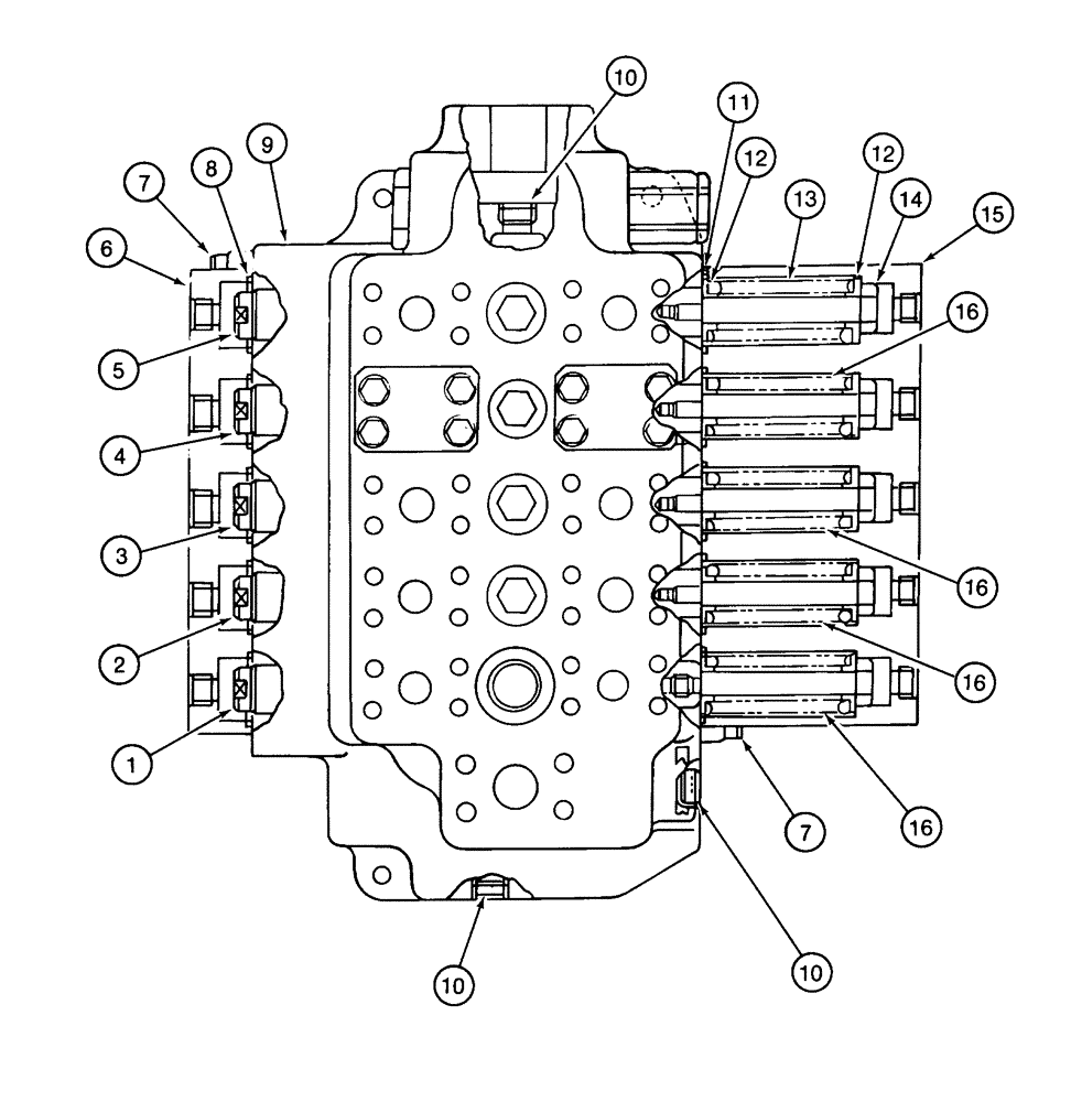 Схема запчастей Case 9040 - (8-78) - 153248A1 RIGHT-HAND CONTROL VALVE ASSEMBLY, SPOOLS AND RELATED PARTS, NOT USED ON LONG REACH MODELS (08) - HYDRAULICS