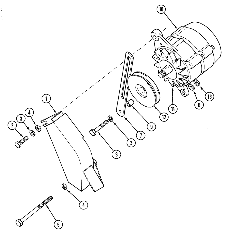 Схема запчастей Case 380B - (4-20) - ALTERNATOR MOUNTING AND SHIELD (03) - FUEL SYSTEM