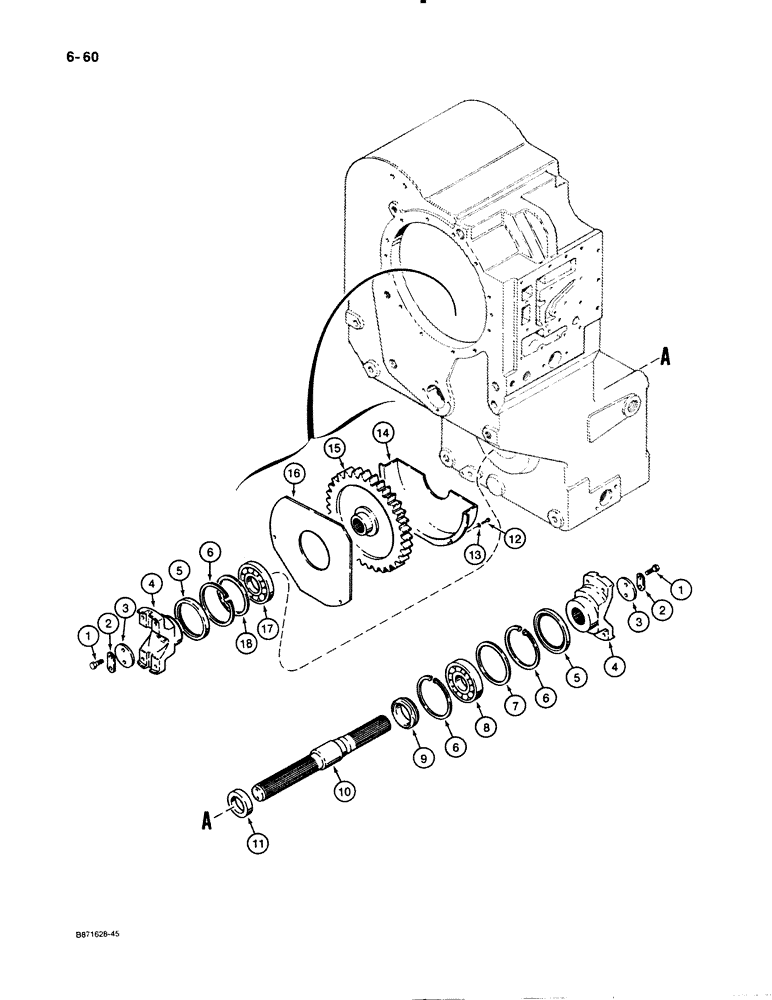 Схема запчастей Case W30 - (6-60) - ZF TRANSMISSION, OUTPUT SHAFT AND GEAR (06) - POWER TRAIN