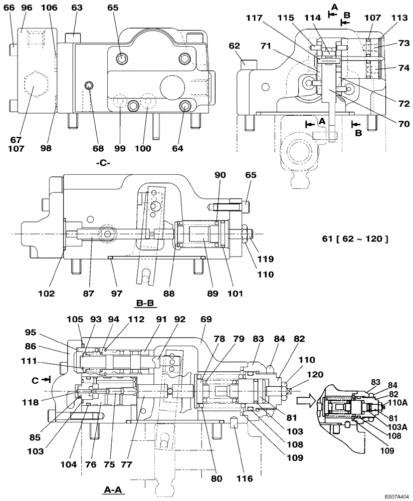 Схема запчастей Case CX130 - (08-147) - KNJ3023 PUMP ASSY, HYDRAULIC - LL00089 REGULATOR (08) - HYDRAULICS