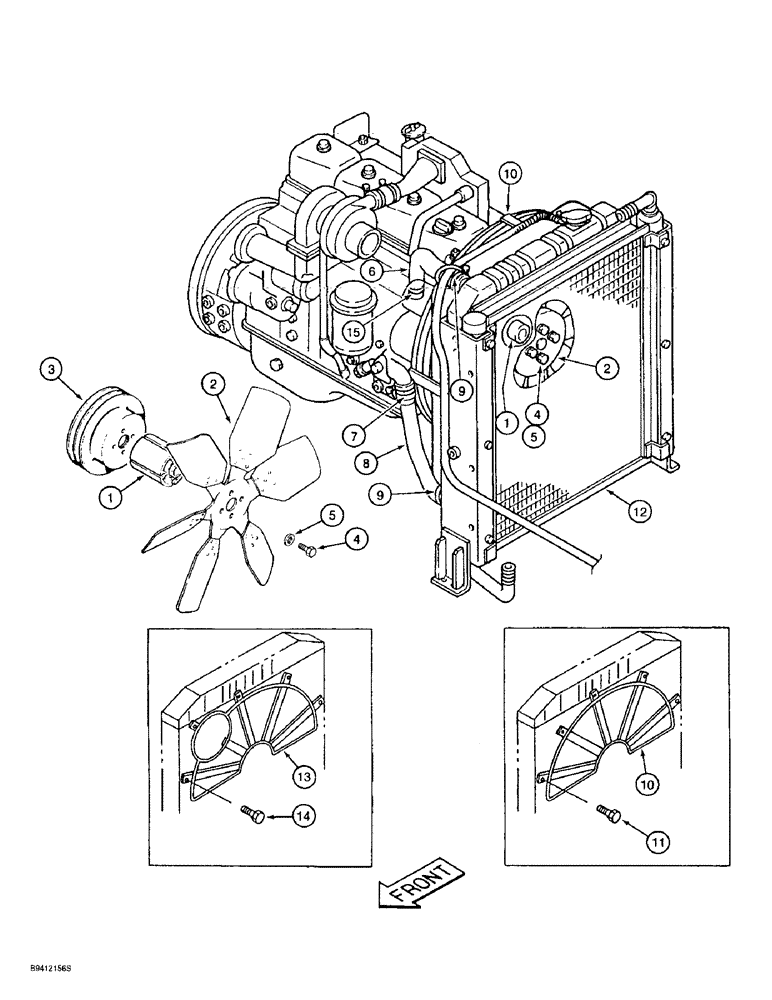 Схема запчастей Case 9010B - (2-006) - RADIATOR, HOSES AND ENGINE FAN, P.I.N. DAC01#2001 AND AFTER (02) - ENGINE