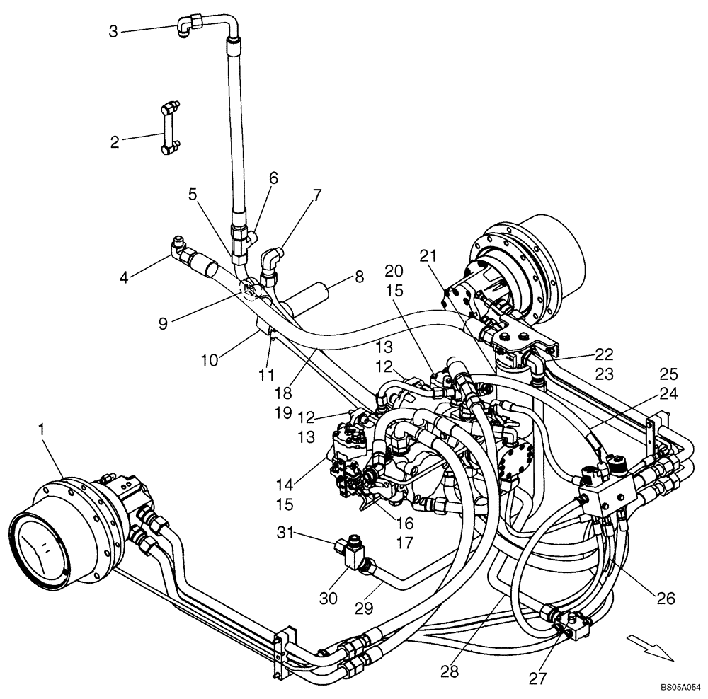 Схема запчастей Case 450CT - (06-04) - HYDROSTATICS - PUMP DRIVE (450CT WITH SPLIT PUMP CONFIGURATION) (06) - POWER TRAIN