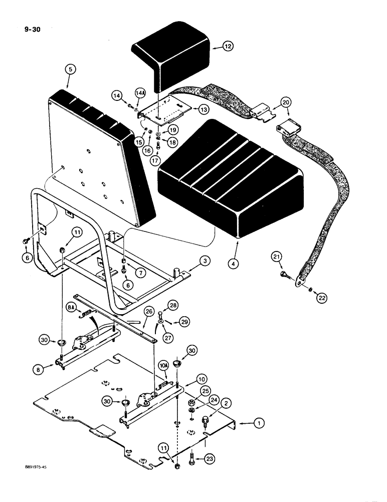 Схема запчастей Case 550 - (9-30) - STANDARD SEAT, ARMRESTS, AND SEAT BELT (09) - CHASSIS/ATTACHMENTS