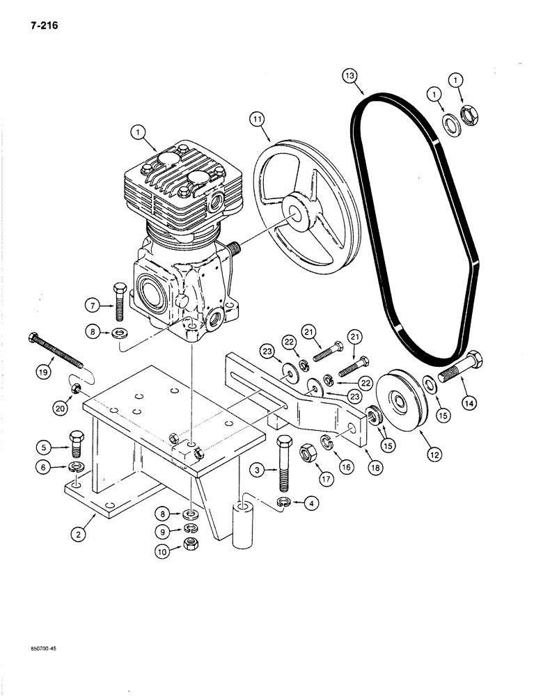 Схема запчастей Case 780C - (7-216) - BRAKE SYSTEM, AIR COMPRESSOR MOUNTING (07) - BRAKES