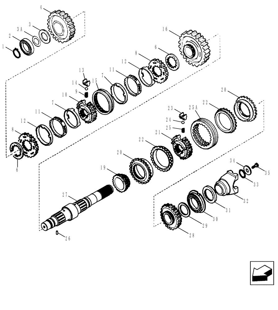 Схема запчастей Case 580SM - (21.155.07) - TRANSMISSION, 2WD (580SM) - SHAFT, SECONDARY (21) - TRANSMISSION