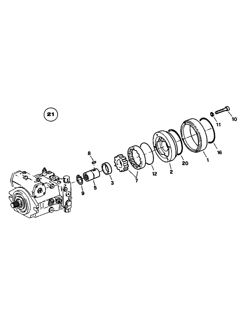 Схема запчастей Case 221B - (8-38) - HIGH PRESSURE PUMP - PUMP, 121B DAH1215912-DAH1216843 / 221B DAH2215913-DAH2216858 (08) - HYDRAULICS