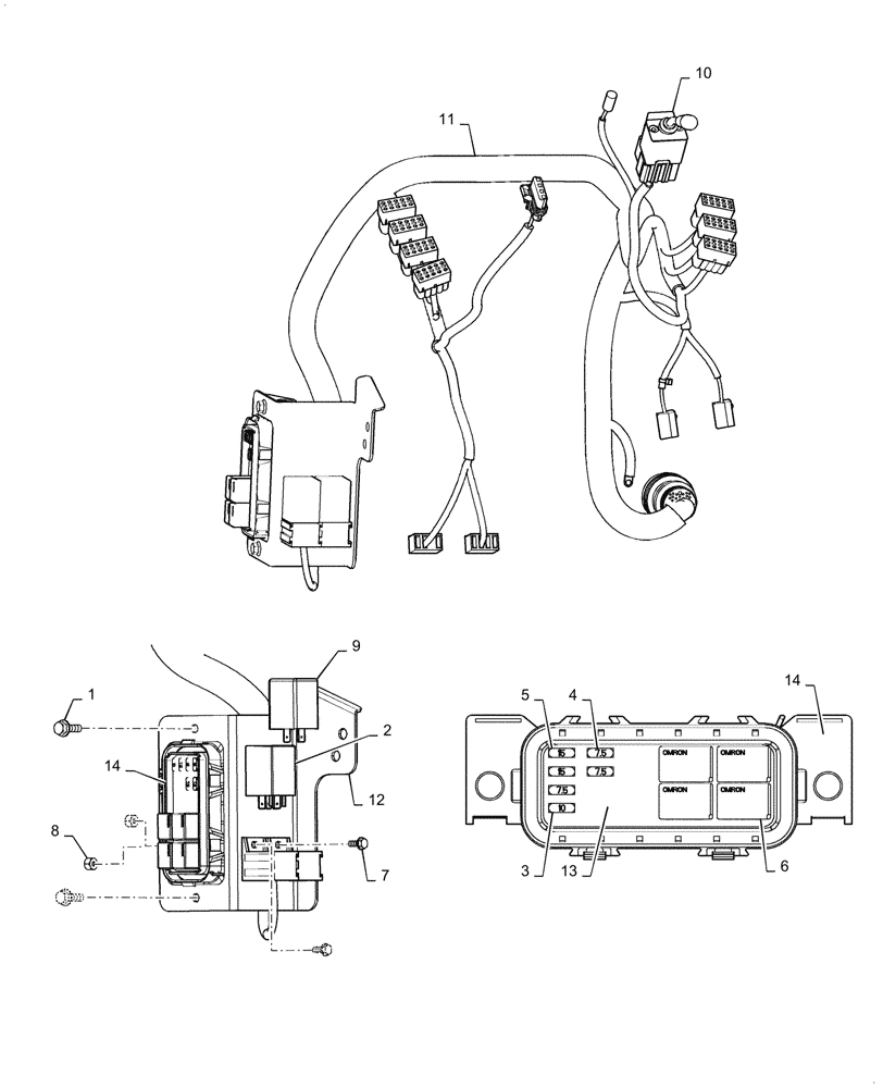 Схема запчастей Case 590SN - (55.512.15[02]) - VAR 423059 - HARNESS - FRONT CONSOLE, POWERSHUTTLE TRANSMISSION (580SN, 580SN WT, 590SN) (55) - ELECTRICAL SYSTEMS