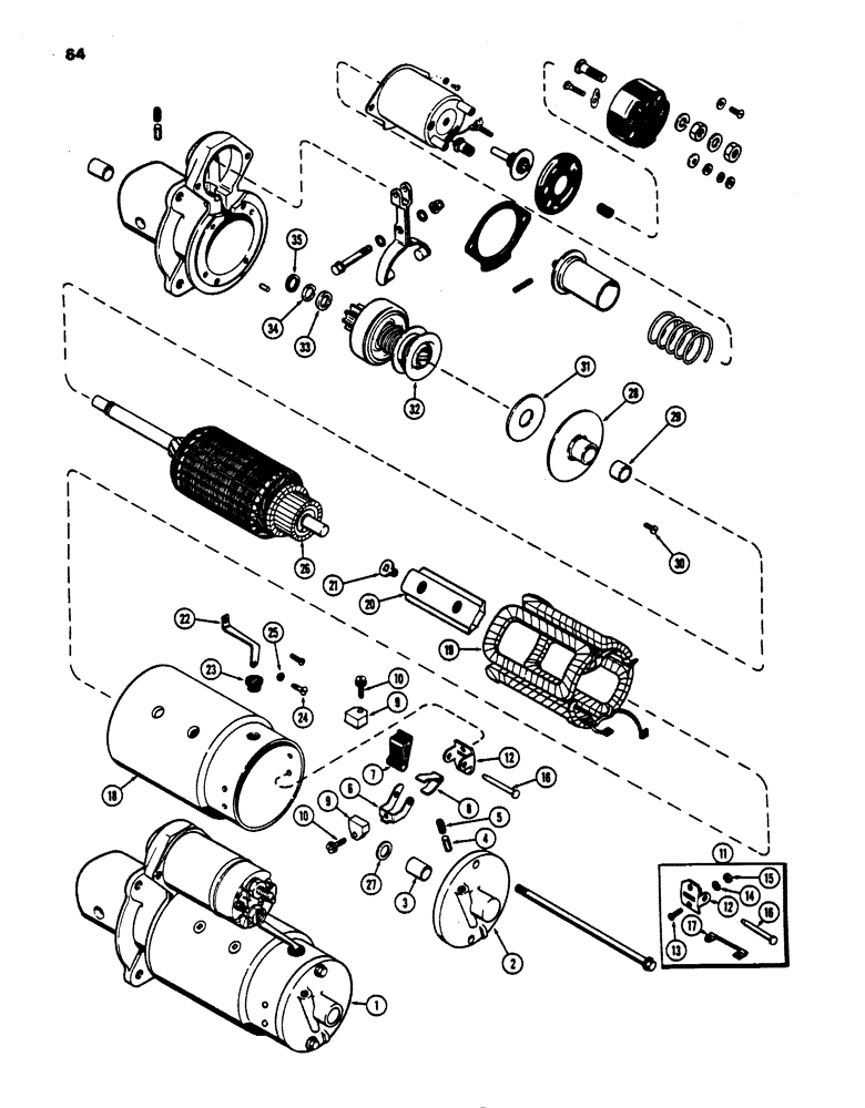 Схема запчастей Case 450 - (064) - D45731 STARTER, (188) DIESEL ENGINE, WITH 9 TOOTH DRIVE PINION (06) - ELECTRICAL SYSTEMS