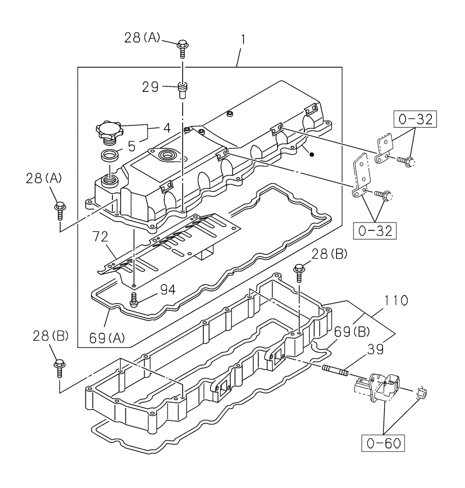 Схема запчастей Case CX350C - (02-006[00]) - COVER - CYLINDER HEAD (02) - ENGINE