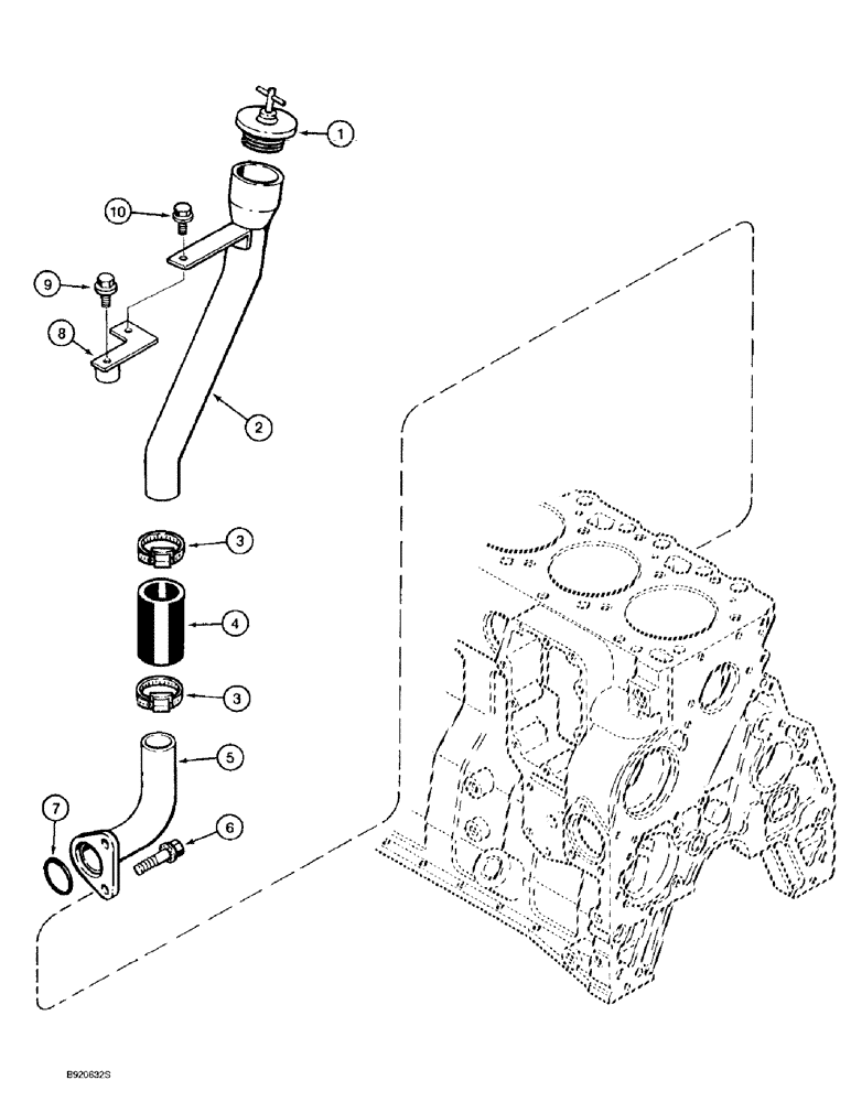 Схема запчастей Case 9010B - (2-082) - ENGINE OIL FILL ASSEMBLY, 4TA-390 ENGINE,** PRIOR TO P.I.N. DAC01#2001 (02) - ENGINE