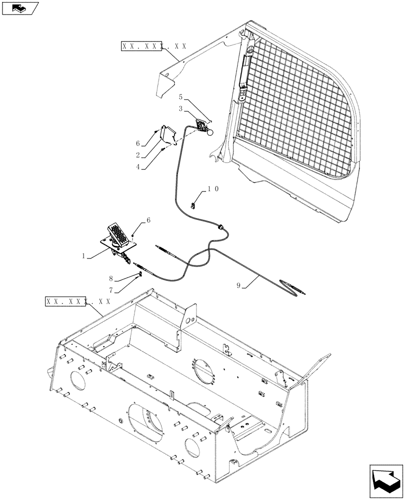 Схема запчастей Case TR320 - (55.525.AB[02]) - THROTTLE CONTROL, HAND & FOOT EH (SR220-SV300,TR320,TV380) (55) - ELECTRICAL SYSTEMS