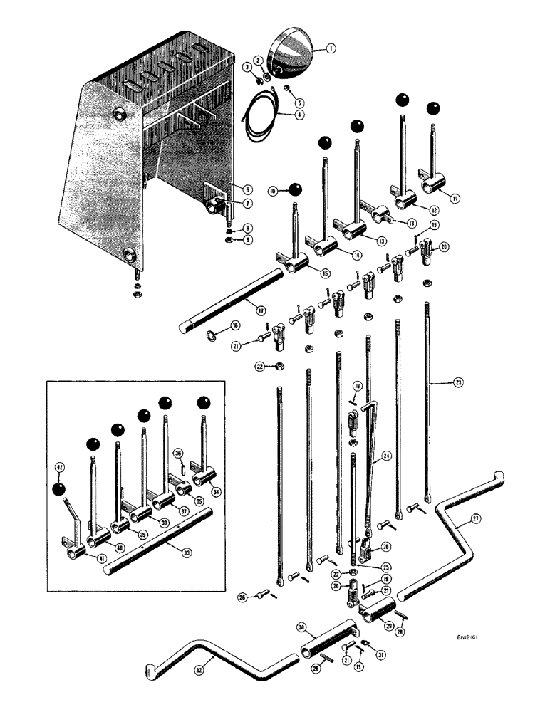 Схема запчастей Case 22 - (06) - BACKHOE CONTROL LEVERS AND LINKAGE, BEFORE BACKHOE S/N 4065701 