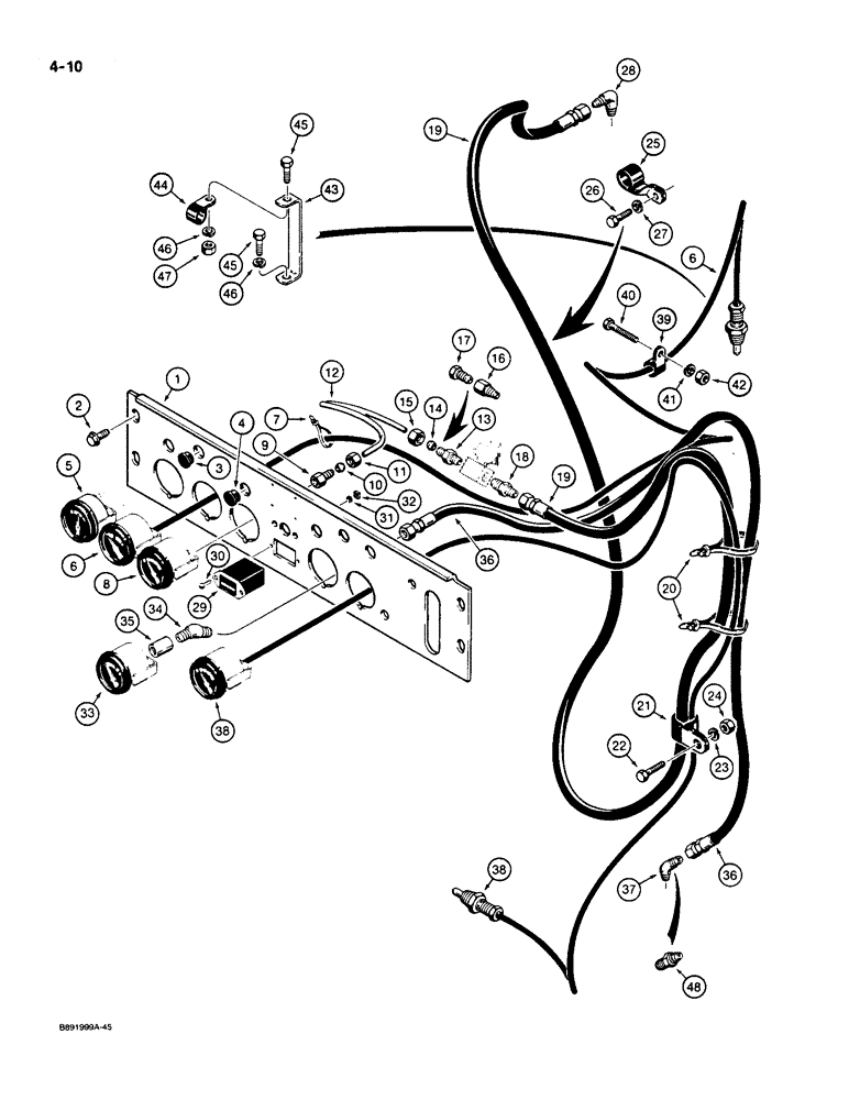 Схема запчастей Case 550 - (4-10) - INSTRUMENT PANEL AND GAUGES (04) - ELECTRICAL SYSTEMS