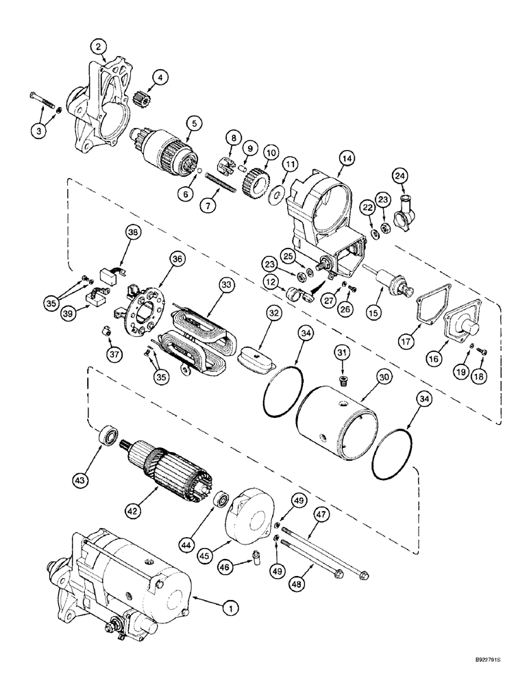 Схема запчастей Case 9010B - (4-004) - STARTER ASSEMBLY (04) - ELECTRICAL SYSTEMS