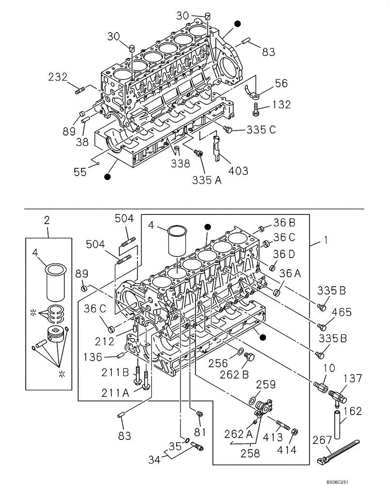 Схема запчастей Case CX350B - (02-11) - CYLINDER BLOCK (02) - ENGINE