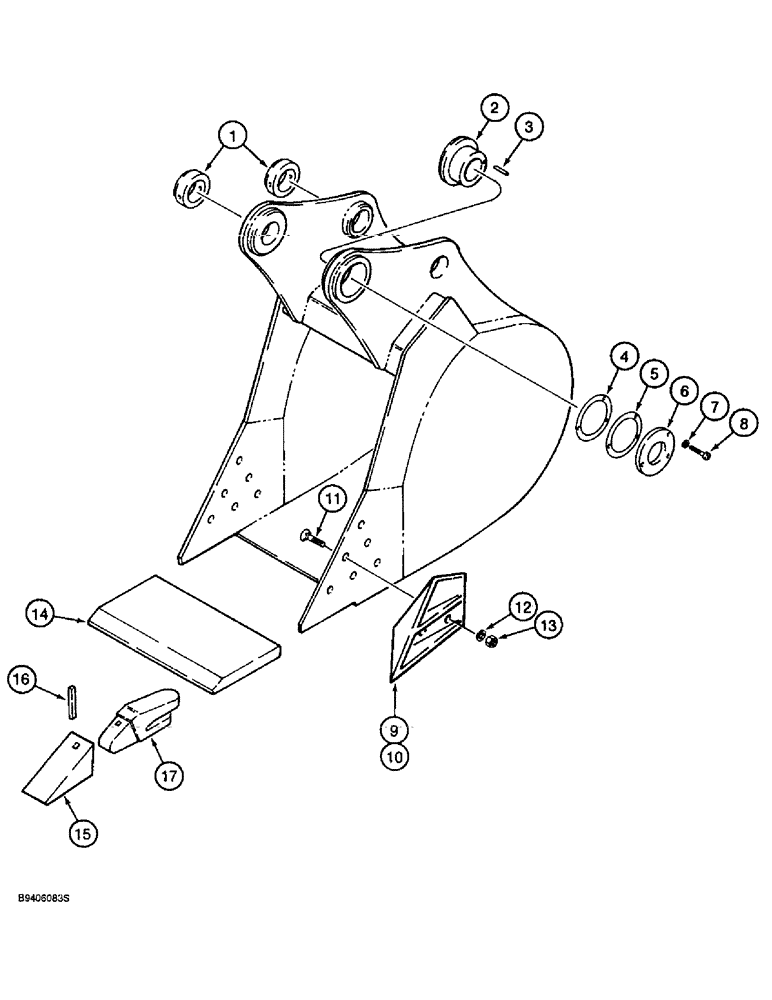 Схема запчастей Case 9030B - (9-106) - CENTRAL FABRICATORS BUCKETS, GENERAL PURPOSE AND HEAVY DUTY, STD OR HIGH CAPACITY, STD MODELS ONLY (09) - CHASSIS