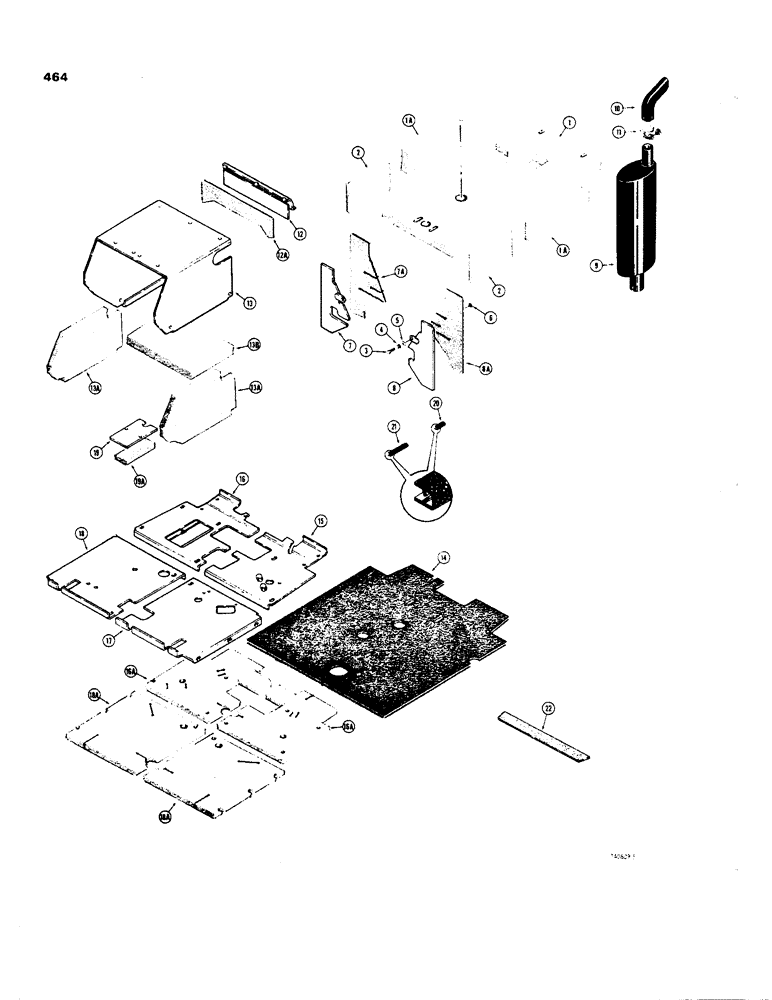 Схема запчастей Case 35 - (464) - TRACTOR NOISE CONTROL COMPONENTS, USED ON UNITS WITH CAB 