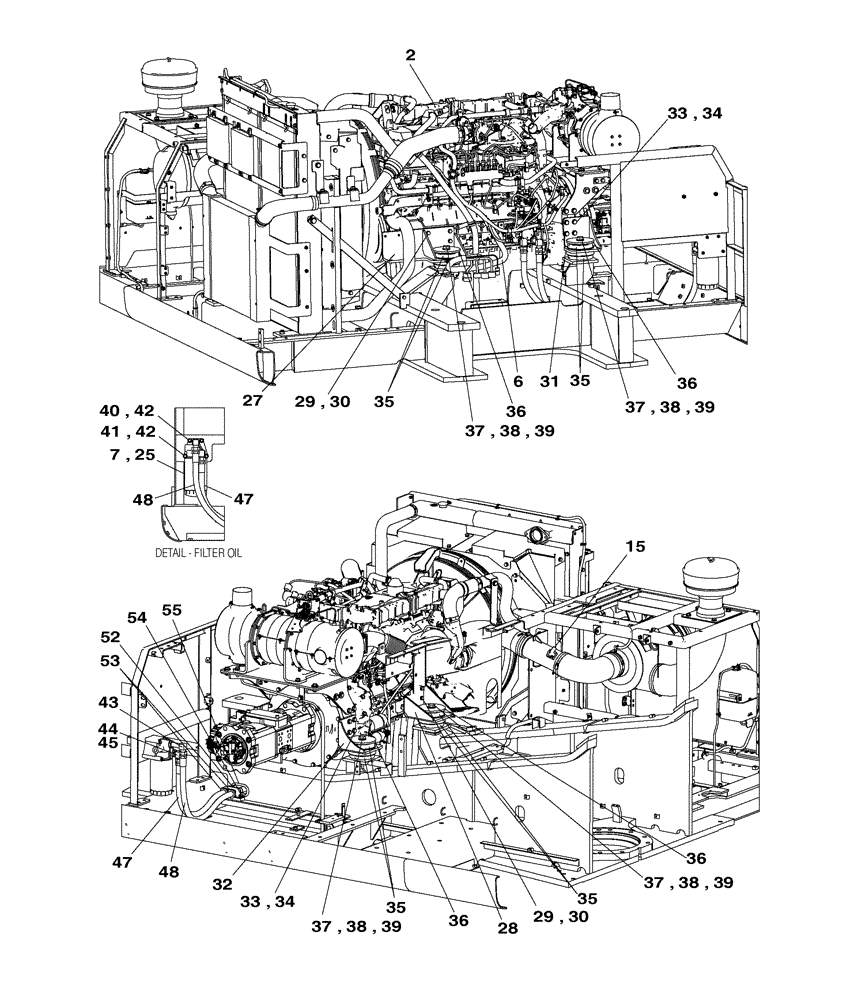 Схема запчастей Case CX350C - (02-001[01]) - ENGINE MOUNTING - ENGINE - OIL CIRCUIT (02) - ENGINE