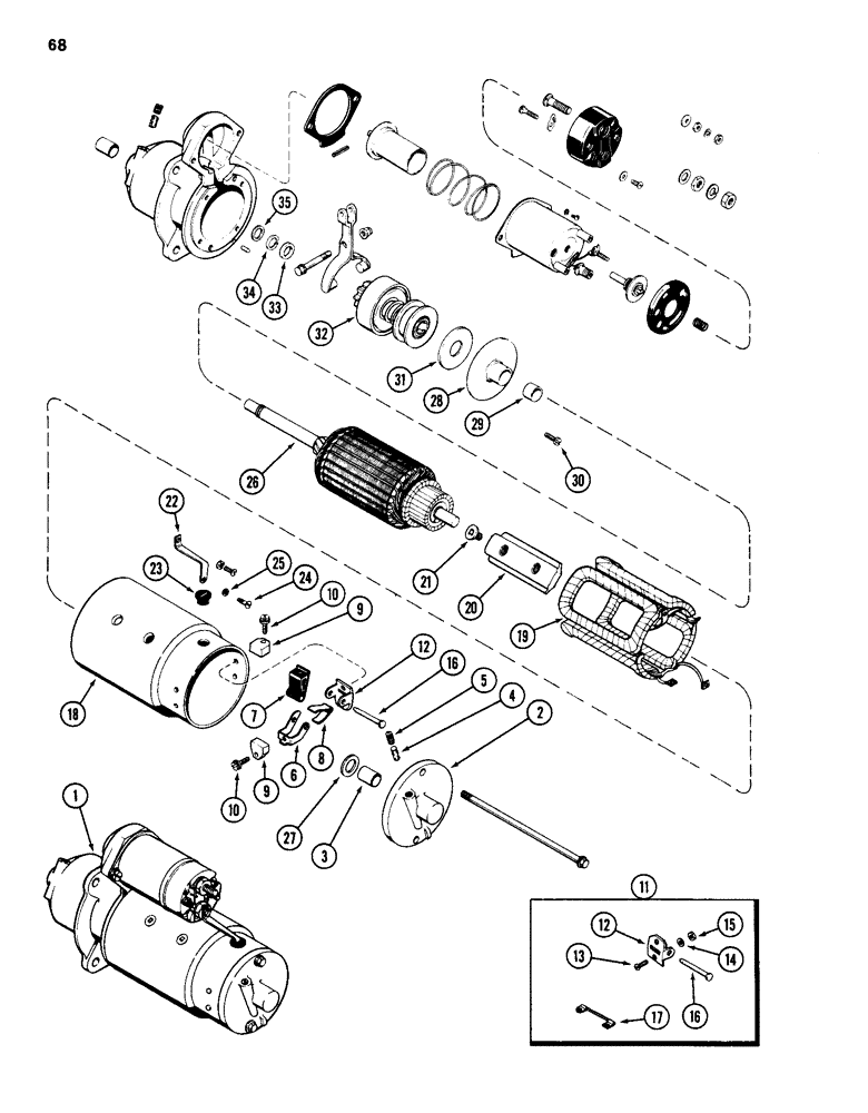 Схема запчастей Case 584D - (068) - R29870 STARTER (55) - ELECTRICAL SYSTEMS