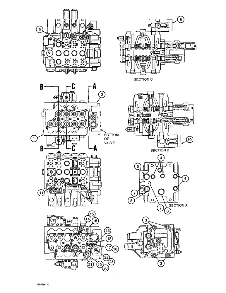 Схема запчастей Case 9060B - (8-110) - CONTROL VALVE, HOUSINGS, MAJOR SUBASSEMBLIES, AND RELATED COMPONENTS (08) - HYDRAULICS