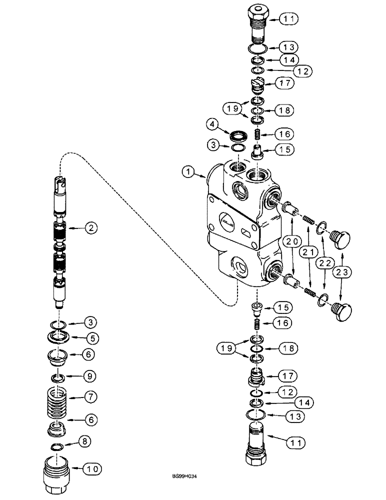 Схема запчастей Case 590SL - (8-85A) - LOADER CONTROL VALVE, CLAM SECTION (08) - HYDRAULICS