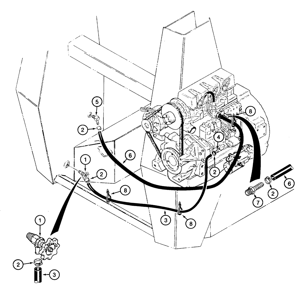 Схема запчастей Case 1835C - (3-02) - FUEL LINES, DIESEL MODELS ONLY (03) - FUEL SYSTEM