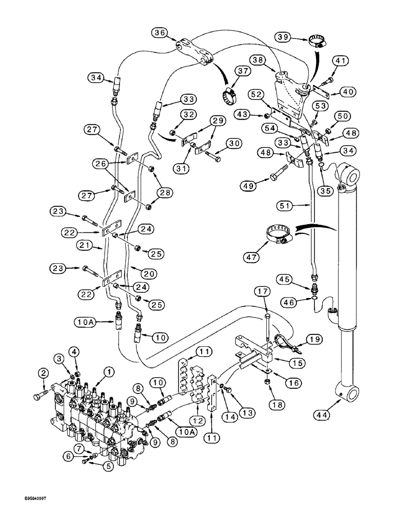 Схема запчастей Case 580SL - (8-032) - BACKHOE BUCKET CYLINDER HYDRAULIC CIRCUIT, MODELS WITH EXTENDABLE DIPPER (08) - HYDRAULICS