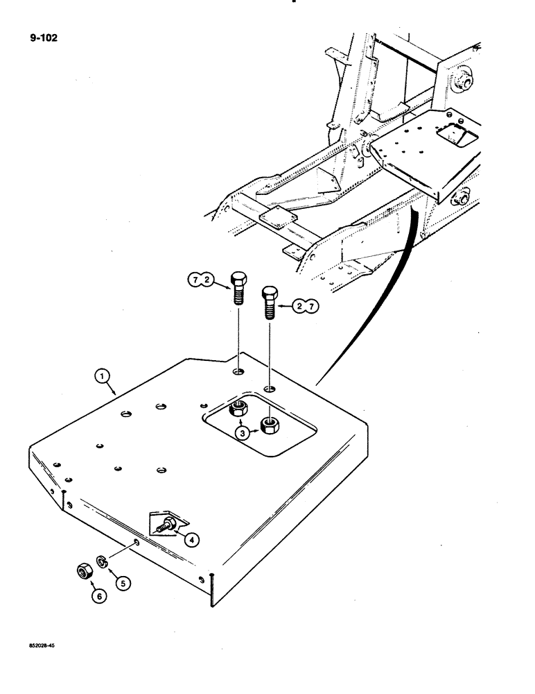 Схема запчастей Case 480E - (9-102) - VALVE MOUNTING PLATE, 480E LL MODELS ONLY (09) - CHASSIS/ATTACHMENTS