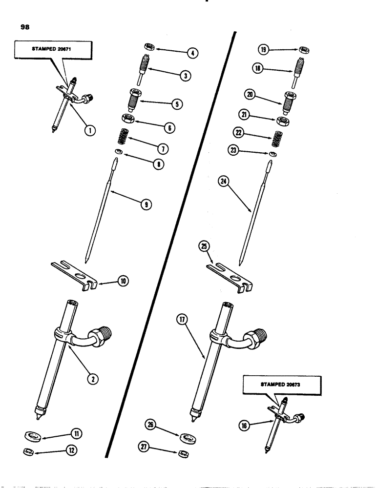 Схема запчастей Case 1845 - (098) - INJECTION NOZZLES, (188) DIESEL ENGINE (10) - ENGINE