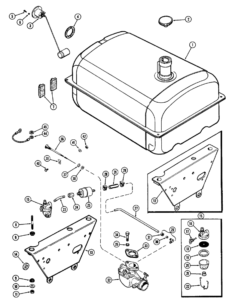 Схема запчастей Case 580B - (076) - FUEL TANK, (159) SPARK IGNITION ENGINE (03) - FUEL SYSTEM