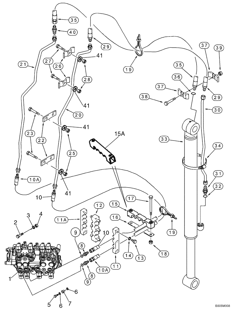 Схема запчастей Case 590SM - (08-12) - HYDRAULICS - CYLINDER, BACKHOE BUCKET (MODELS WITHOUT EXTENDABLE DIPPER) (08) - HYDRAULICS