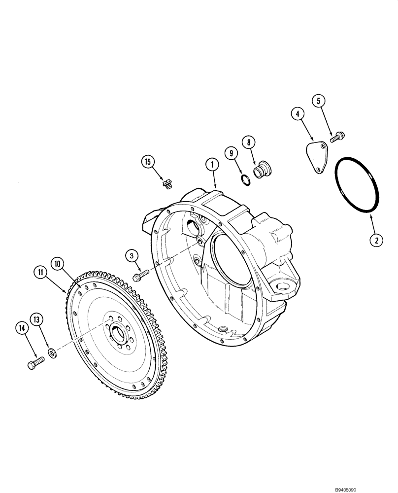 Схема запчастей Case 1845C - (02-32) - FLYWHEEL AND HOUSING, 4-390 ENGINE (02) - ENGINE