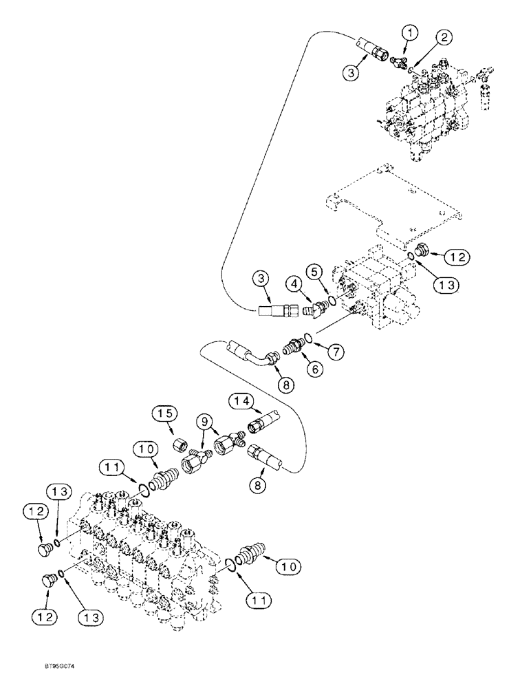 Схема запчастей Case 570LXT - (8-038) - BASIC AUXILLARY HYDRAULICS,MODELS WITH OR WITHOUT EXTENDABLE DIPPER, *ALTERNATE EARLY CONFIGURATION (08) - HYDRAULICS