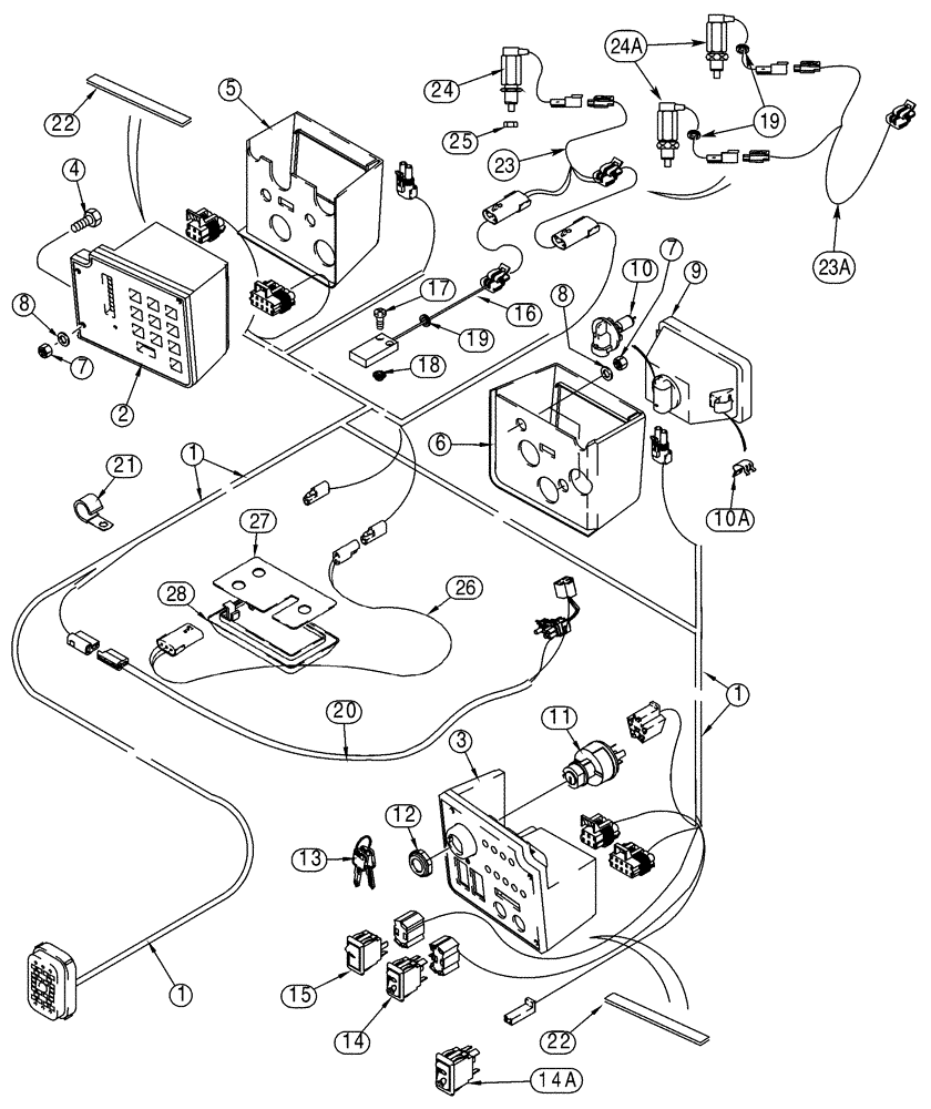 Схема запчастей Case 85XT - (04-17) - HARNESS CAB, NORTH AMERICAN MODELS -JAF0352233, EUROPEAN MODELS -JAF0352714 (04) - ELECTRICAL SYSTEMS