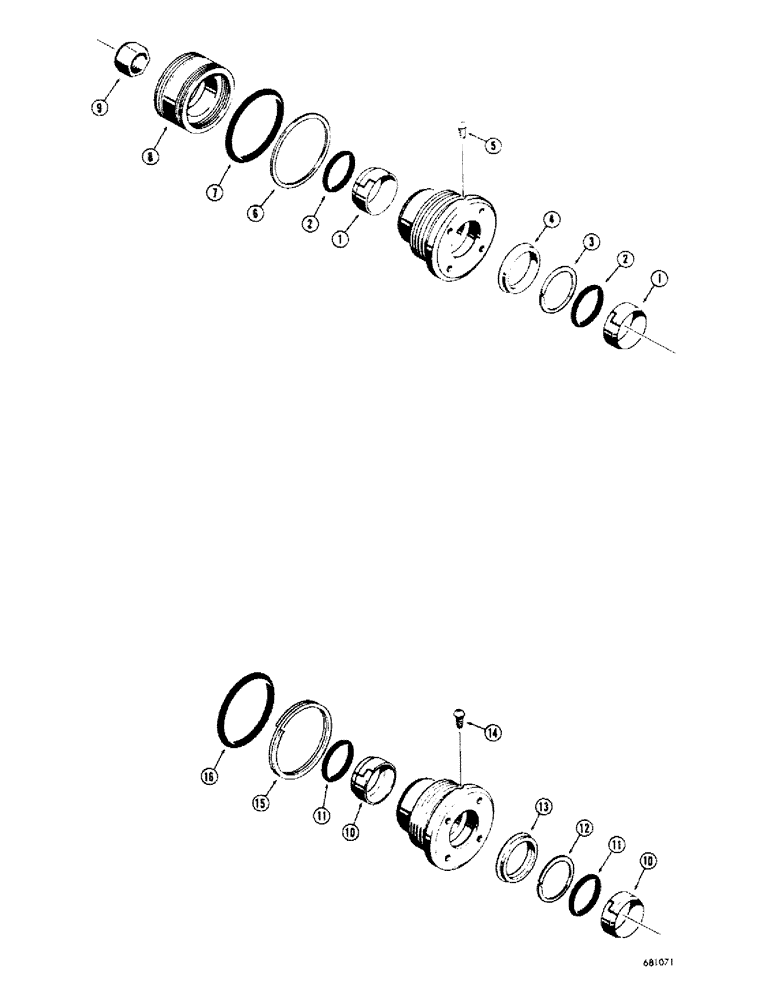 Схема запчастей Case 680CK - (260) - CYLINDER PACKING KITS, 3-1/2" CYLINDER TUBE I.D. X 2" PISTON ROD (35) - HYDRAULIC SYSTEMS